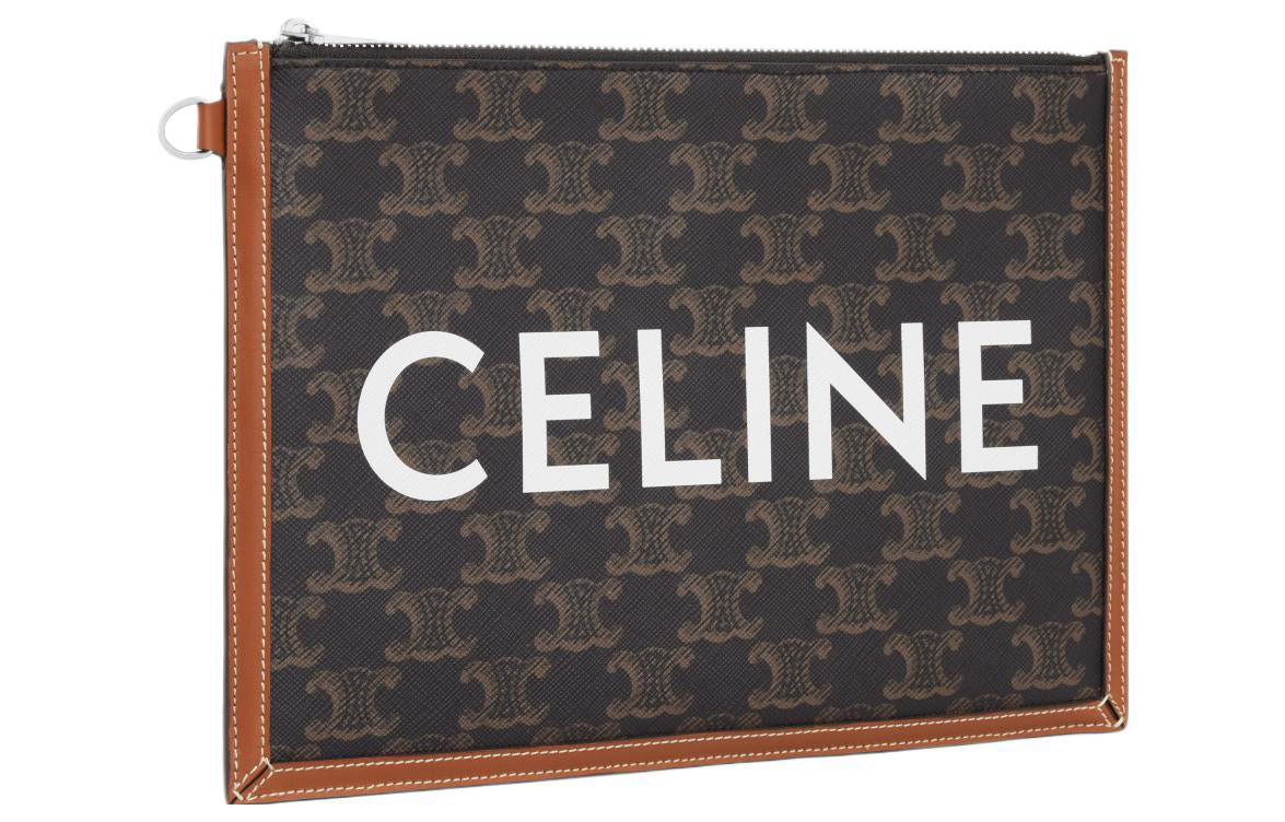 CELINE Cow Leather Binding Clutch Small Size Men's Tawny