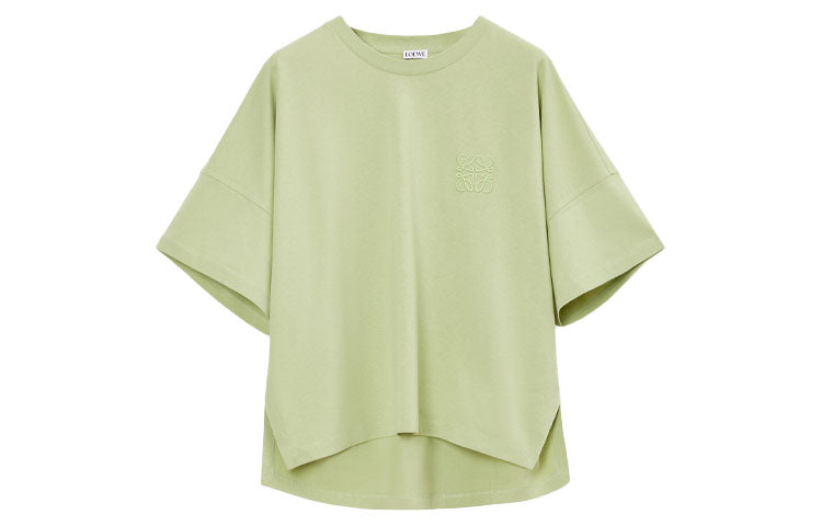 LOEWE Solid Color Crew Neck Pullover Short Sleeved T Shirt Women's Light Green