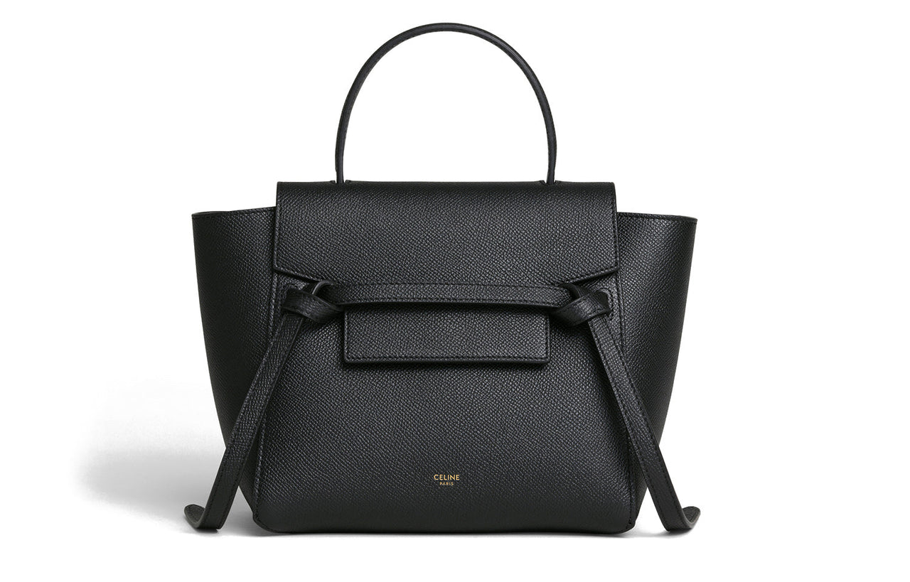 CELINE Grained Calfskin Catfish Bag, One Shoulder Handbag, Crossbody Bag Women's Black