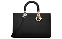DIOR Grain Cow Leather Shoulder Bag, Crossbody Bag, Handbag Tubas Women's Black