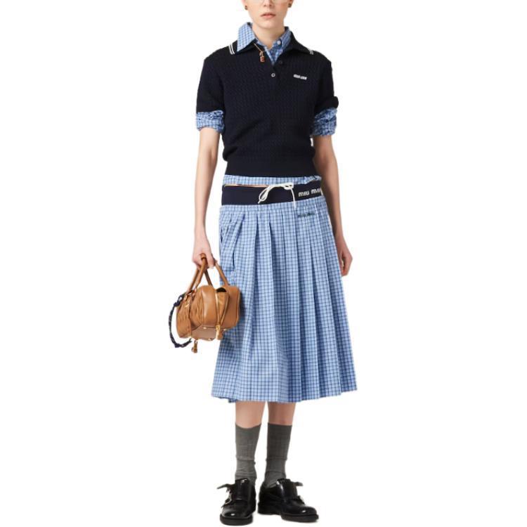 MIU MIU Pleated Check Skirt