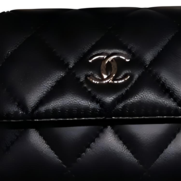 CHANEL Lambskin Crossbody Bag, Shoulder Bag, Coin Purse Mini Women's Black