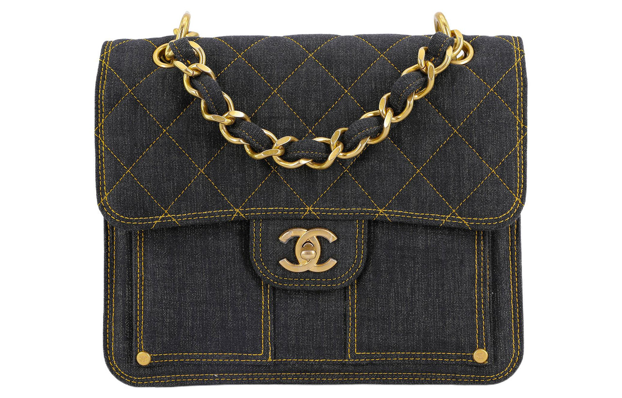 CHANEL Denim Backpack Regular Women's Washed Denim Black