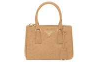PRADA Galleria Killer Bag Ostrich Leather Shoulder Bag Crossbody Bag Handbag Mini Women's Khaki