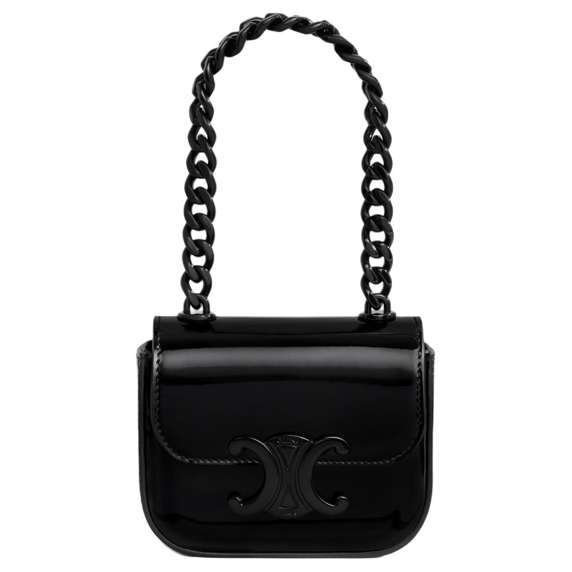 CELINE Cow Leather Handbag, Shoulder Bag Mini Women's Black