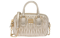 MIU MIU Matelassé Soft Sheep Leather Shoulder Bag, Crossbody Bag, Handbag Mini Women's Pyrite