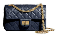 CHANEL Calfskin Mouth Cover Bag Shoulder Bag Women's Marine Blue