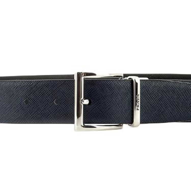 PRADA Calfskin Leather Belts Unisex Black Width 3.3CM