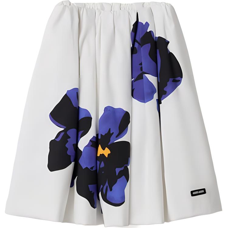 MIU MIU Poplin And Jersey Printed Skirt 'White/Purple'