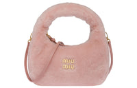 MIU MIU Wander Series Sheepskin Hobo Bag Shoulder Bag Crossbody Handbag Women's Pink