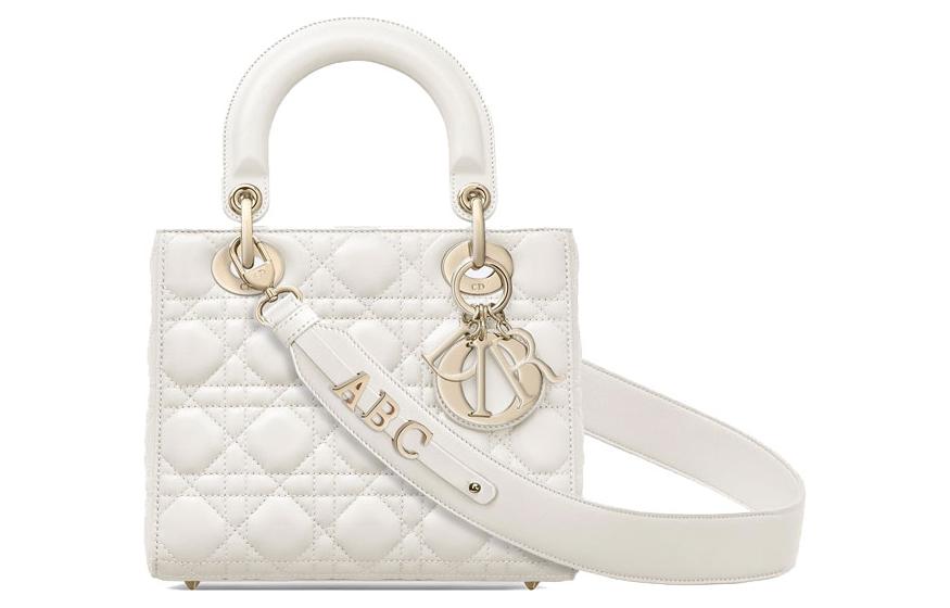 DIOR Lady Dior Sheepskin Dior Bag Shoulder Bag Crossbody Bag Handbag Small Size Women's White