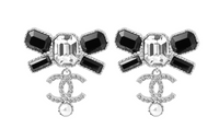 CHANEL Metal Earrings Women's Black