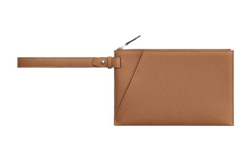 HERMES Togo Calfskin Clutch Men's 21 Naturel Sable Light Tea Brown