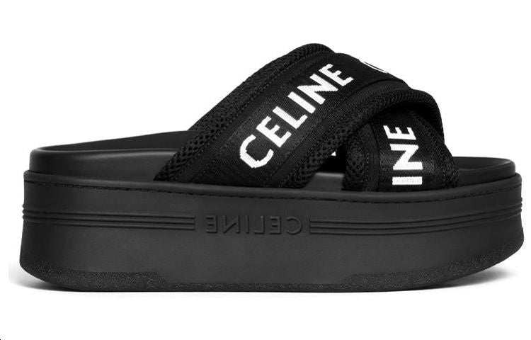 CELINE Abrasion Resistant Slide Slippers Women's Black