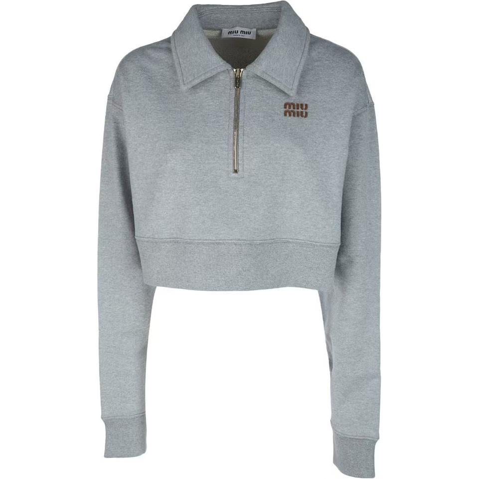 MIU MIU Long Sleeved Cropped Polo Shirt