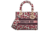 DIOR Lady D-Lite Embroidery Dior Bag Shoulder Bag Crossbody Bag Handbag Medium Size Women's Burgundy