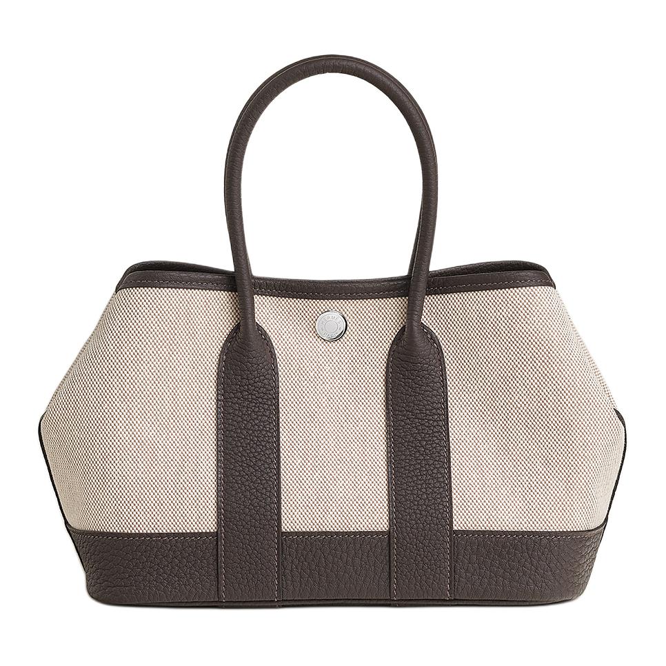 HERMES Canvas With Leather Shoulder Bag Crossbody Bag Handbag Mini Women's Light Beige/Beige/Ebony