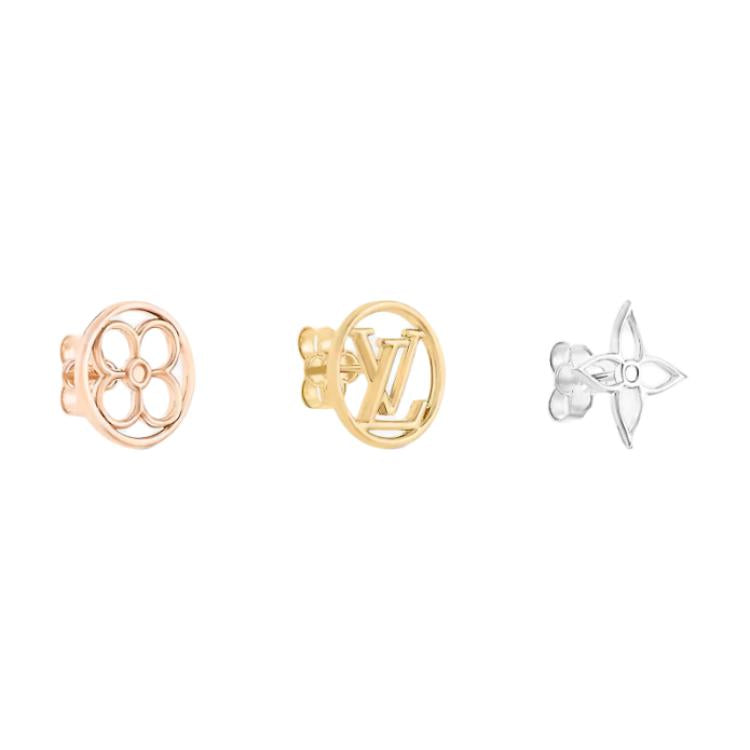 LOUIS VUITTON Metal Stud Earrings Women's Gold/Rose Gold/Silver