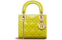 DIOR Lady Dior Patent Leather Cowhide Dior Bag Shoulder Bag Crossbody Bag Handbag Mini Women's Yellow