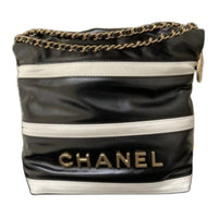 CHANEL 22Bag Calfskin Shoulder Bag Crossbody Bag Small Size Women's Black & White