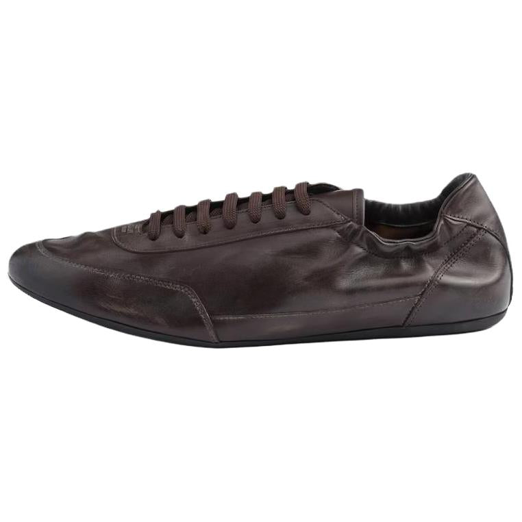 PRADA Collapse Low Top Casual Shoes Men's Brown