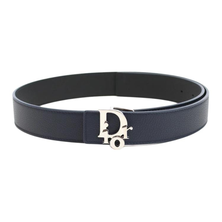 DIOR Leather Leather Belts Men's Blue 3.5CM