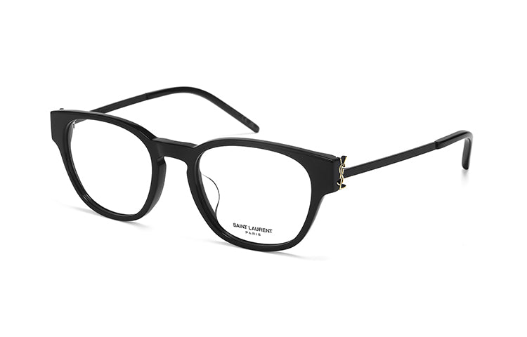 SAINT LAURENT Capsule Plate Frame Cat Eye Eyeglass Frames Unisex Black With Gold Logo