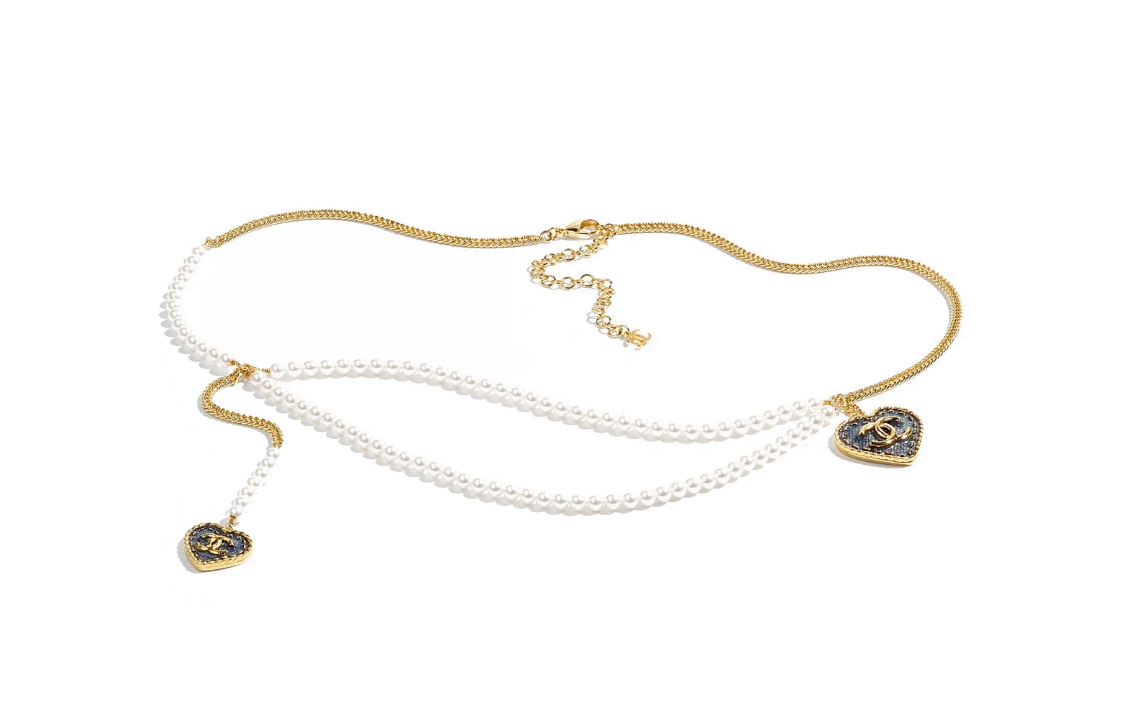 CHANEL Metal, Artificial Pearl Waist Chains Women's White/Gold