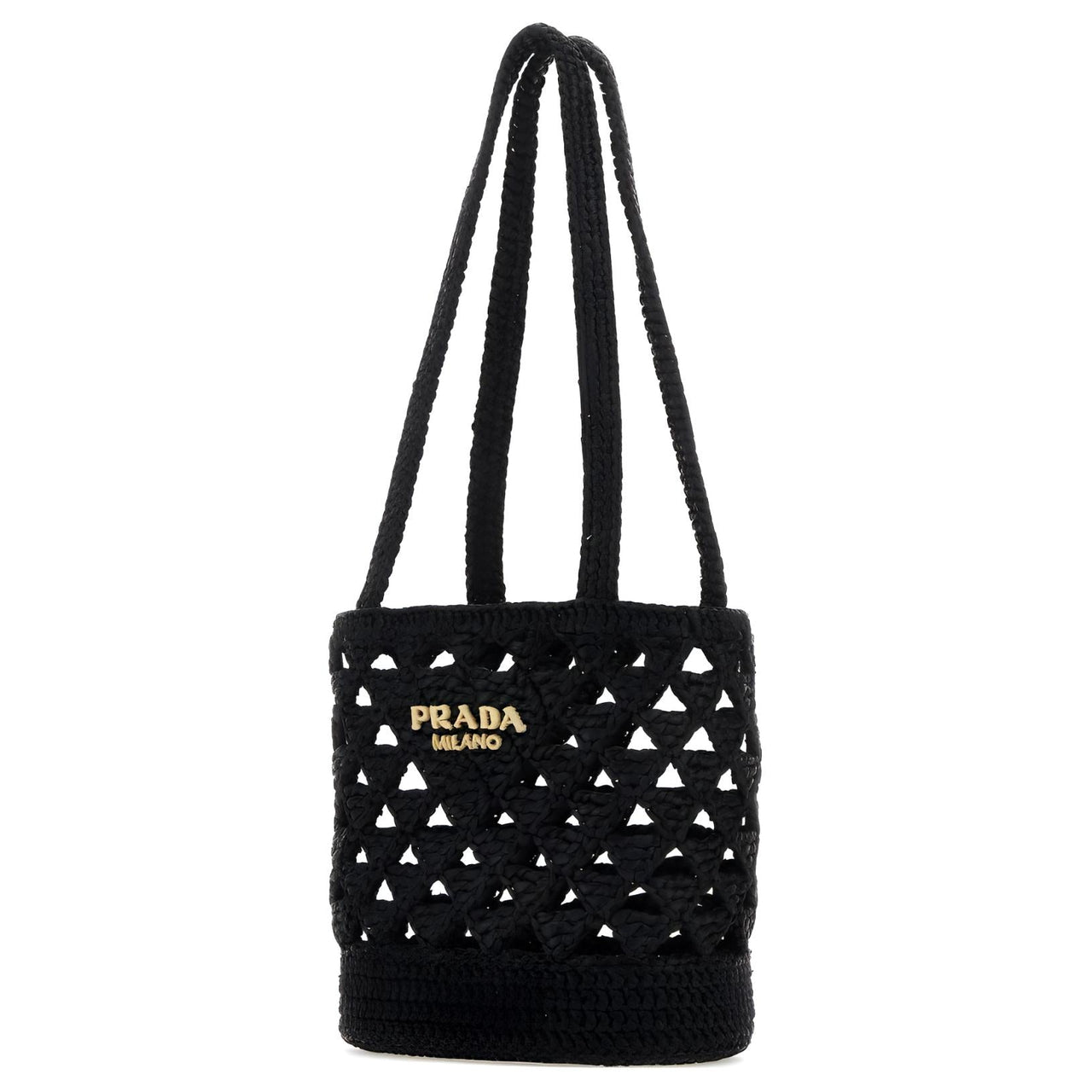 PRADA Straw Handbag Women's Black