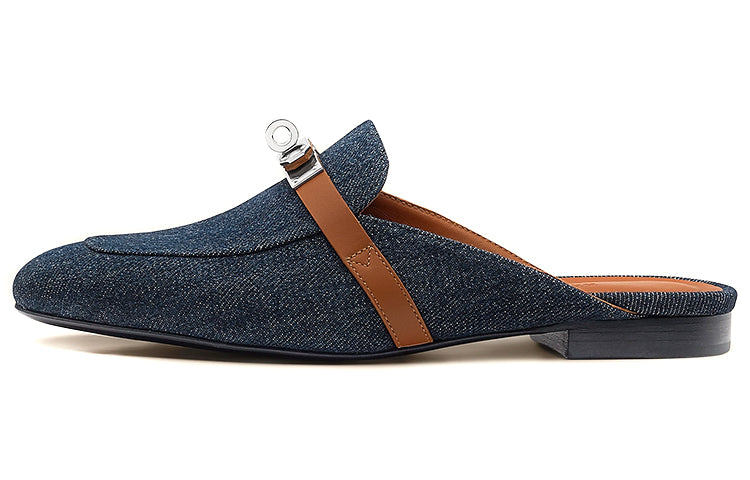 HERMES Oz Casual Single Shoes Women's Denim Blue