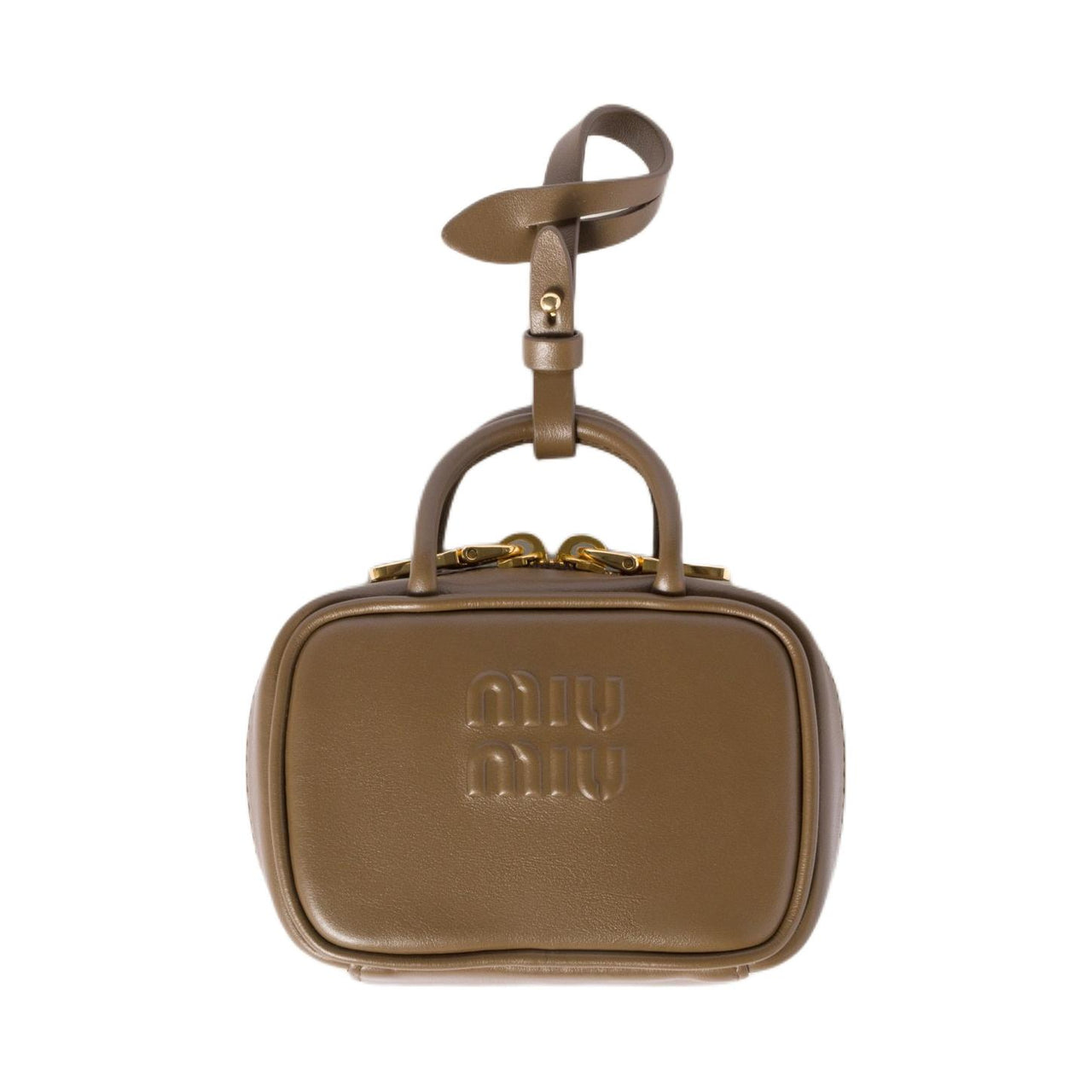 MIU MIU Calfskin Bag Charm Coin Purse Women's Tundra