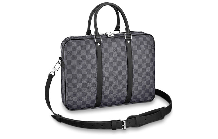 LOUIS VUITTON Canvas Briefcase, Laptop Bag, Shoulder Bag, Crossbody Bag, Handbag Small Size Men's Black