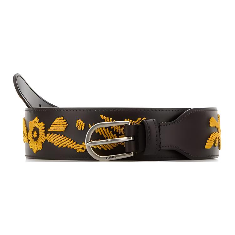 PRADA Floral Detailed Buckled Belt