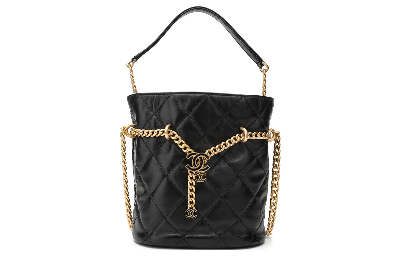 CHANEL Lambskin Char Siu Bag Bucket Bag Small Lucky Bag Wallet Shoulder Bag Crossbody Bag Regular Women's Black