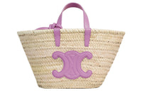 CELINE Cow Leather Large Tote Raffia Woven Cow Leather Binding Basket Bag Shoulder Bag Crossbody Bag Women's Ecru