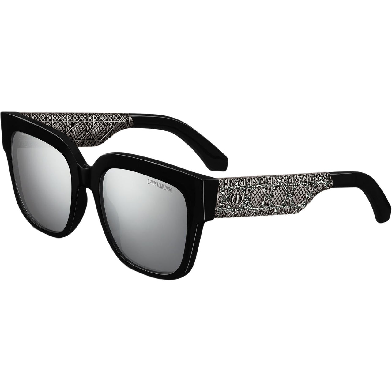 DIOR Acetate Metal Swarovski Crystal Square Sunglasses Unisex Black