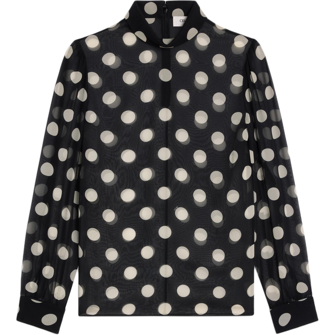 CELINE Blouse With Overturned Collar In Silk Georgette