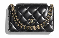 CHANEL 23P SS Sheepskin Shoulder Bag, Crossbody Bag, Handbag Mini Women's Black