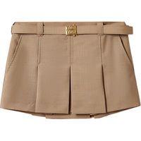 MIU MIU Belt-Detailed Pleated Mini Skirt
