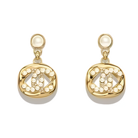 CHANEL Metal Glass Pearl Crystal Clip-On Earrings Unisex Gold