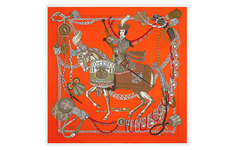 HERMES Silk Scarves Women's Orange
