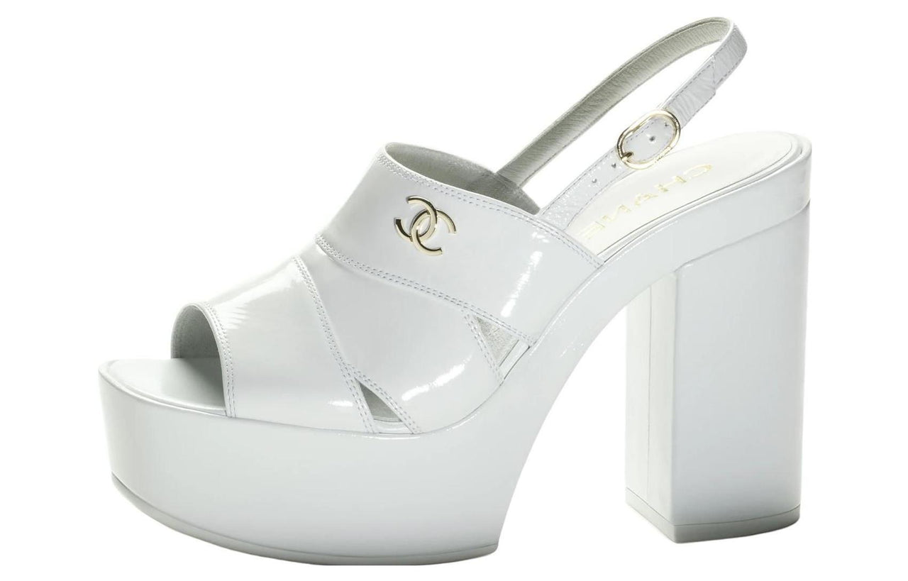 CHANEL Strap Sandals 10.5cm Women's White