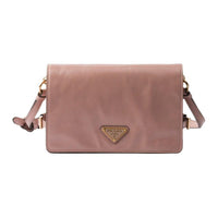PRADA Leather Crossbody Bag Shoulder Bag Women's Lily Of The Valley Powder