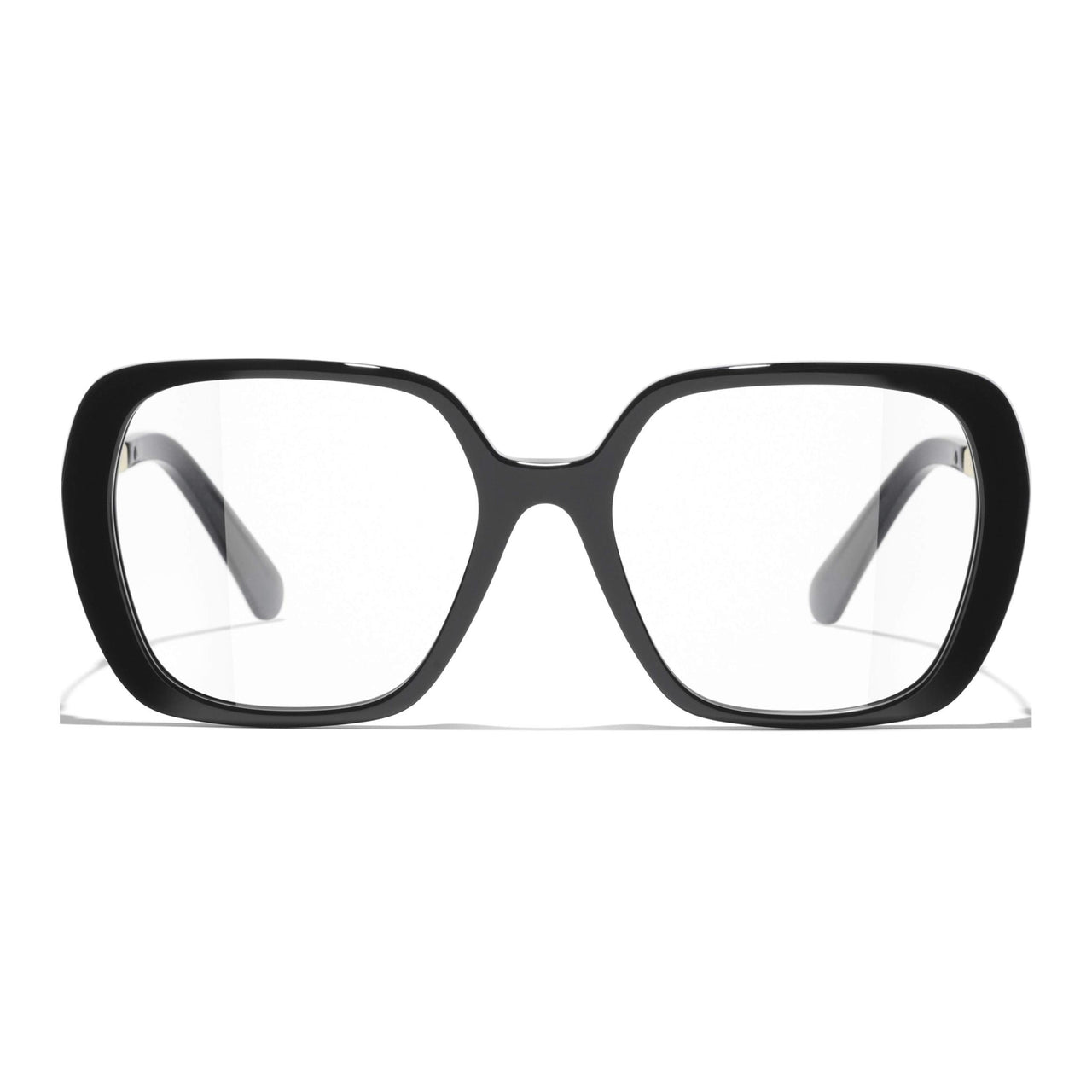 CHANEL Acetate Metal Acetate Irregular Shape Eyeglass Frames Unisex Black