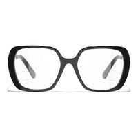 CHANEL Acetate Metal Acetate Irregular Shape Eyeglass Frames Unisex Black