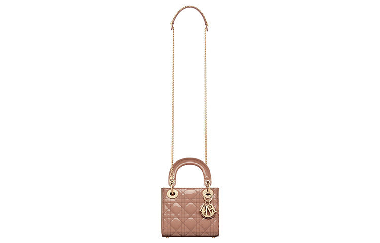 DIOR Lady Dior Patent Leather, Cow Leather Lady Dior Bag Shoulder Bag, Crossbody Bag, Handbag Mini Women's Vintage Pink