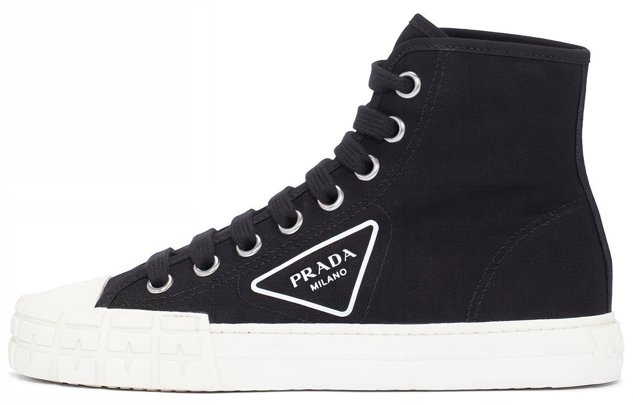 PRADA Canvas Shoes Women's High Top Black