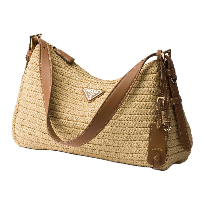 PRADA Aimee Viscose Handbag, Shoulder Bag Large Size Women's Natural