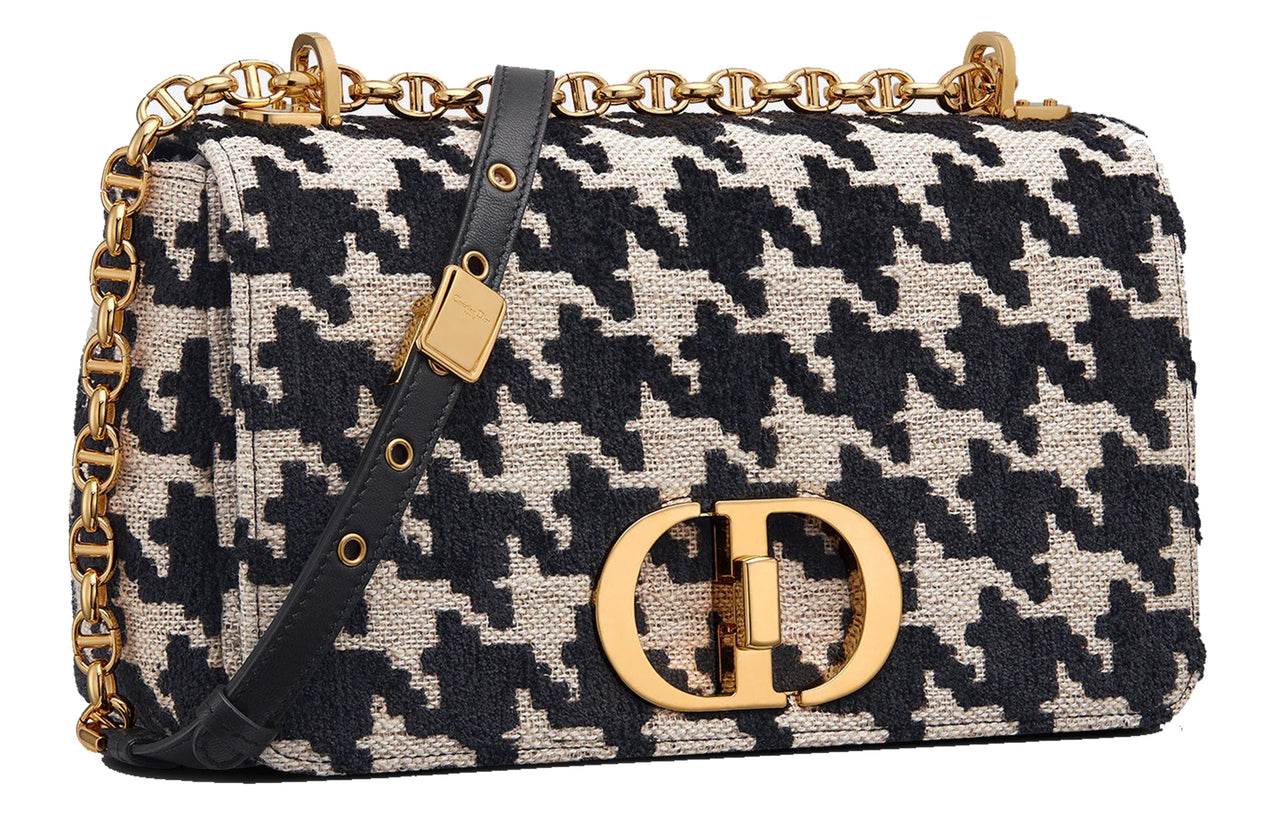 DIOR Caro Series Tech Canvas Canvas Bag One Shoulder Handbag Regular Women's Black/White