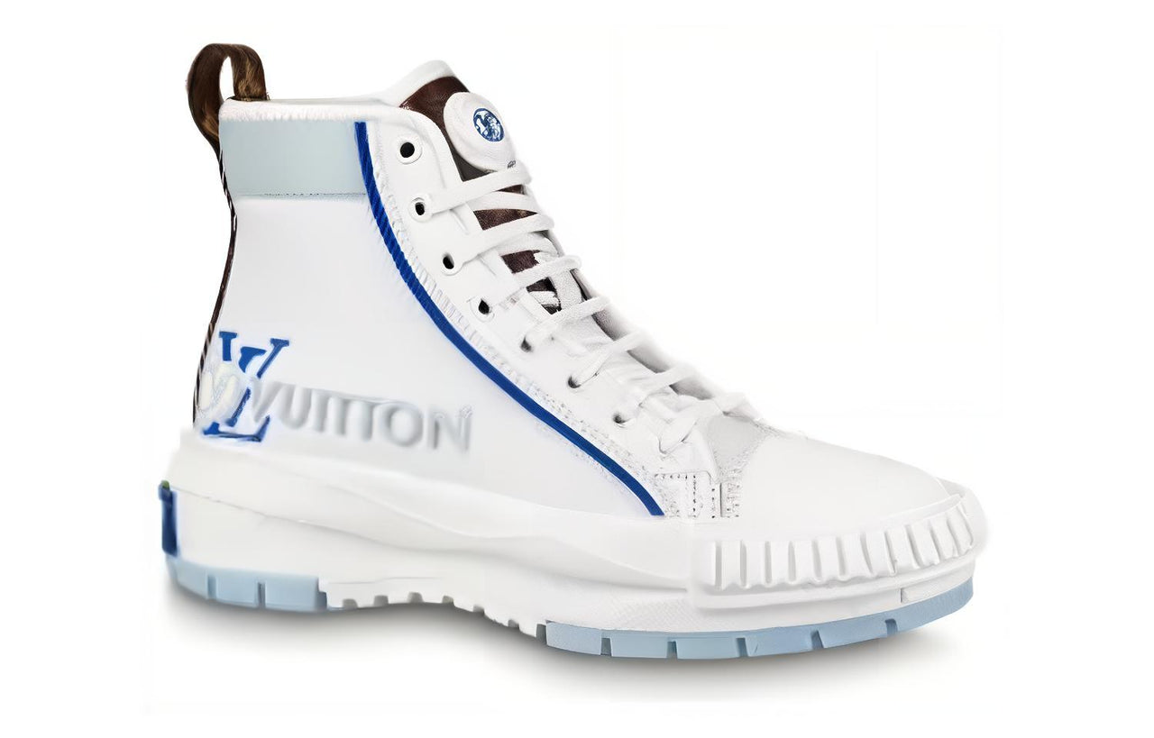 LOUIS VUITTON Squad Skateboard Shoes Women's White Blue